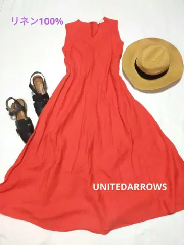 린넨 100% UNITEDARROWS 슬리브리스 롱 원피스