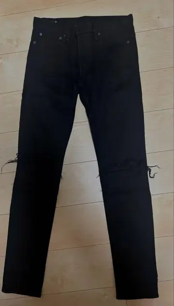 MINEDENIM 마인 데님 스키니 데미지 데님 블랙
