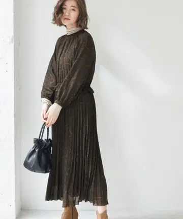 플리츠 콤비 플라워 원피스