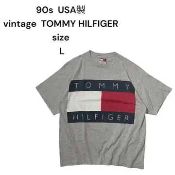 90s USA제 타미힐피거 빈티지 티셔츠 L 그레이