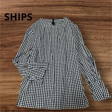 SHIPS 쉽스 블라우스 프릴 소매 풀오버 깅엄 체크