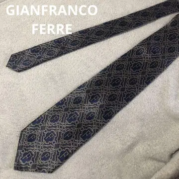 새상품급 GIANFRANCO FERRE 네이비 골드 F 로고 넥타이
