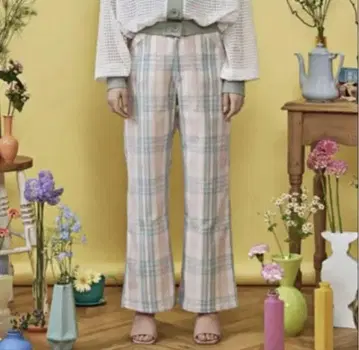 POPPY 아사기뇨 파스텔 체크 체크 팬츠