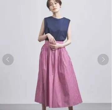 UNITED ARROWS 스트라이프 개더 플레어 스커트