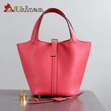 고베 Ekiren 핑크 이탈리아 천연 가죽 토트백 락 포함 중형