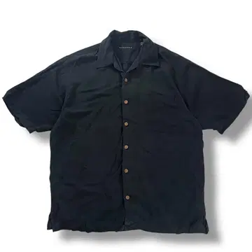 바라쿠타 오픈 카라 셔츠 실크 셔츠 블랙 구제 의류 무지 90s L