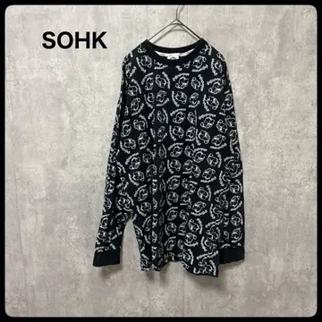 # SOHK 쇼크 컷 티셔츠 롱 T 상의 올 패턴 XL