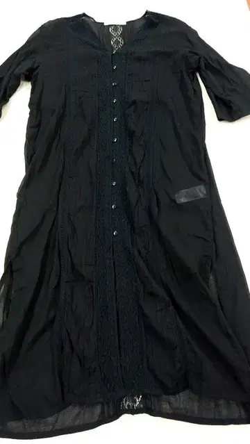 인도 면 롱 기장 레이스 셔츠 겉옷 블랙 르농큐르 원피스