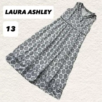 LAURA ASHLEY 슬리브리스 올 패턴 파이핑 롱 원피스 13