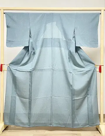 여름 아이템 치라시 모티브 스카이블루 화학 섬유 얇은 명주 코몬 기모노