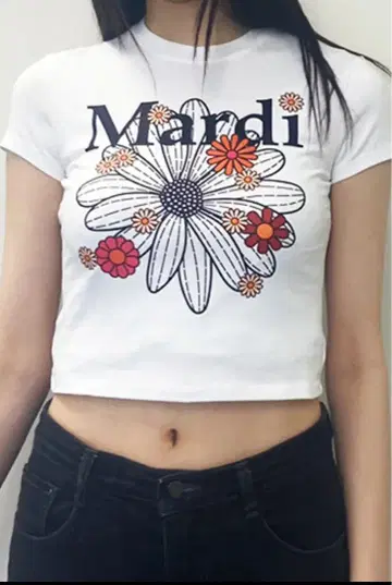 Mardi 플라워 프린트 크롭 티셔츠