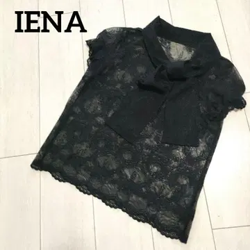 IENA 전체 레이스 컷워크 블라우스 보타이 리본