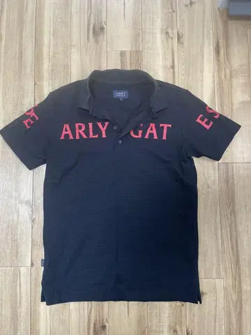 ARLY GAT 블랙 피케 셔츠 반팔