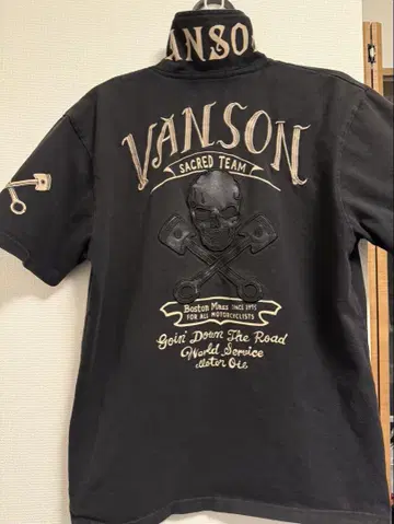 VANSON 스컬 디자인 티셔츠 M 블랙