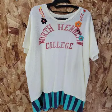 DENIM DUNGAREE 북 헨넬 대학 티셔츠 L 사이즈