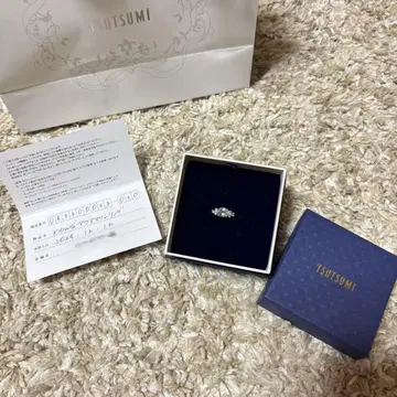 츠츠미 K10 화이트 골드 아쿠아 마린 반지