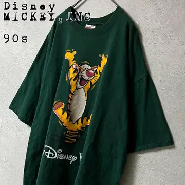 90s 디즈니 디즈니 티거 미키 잉크 빨간색 태그 t