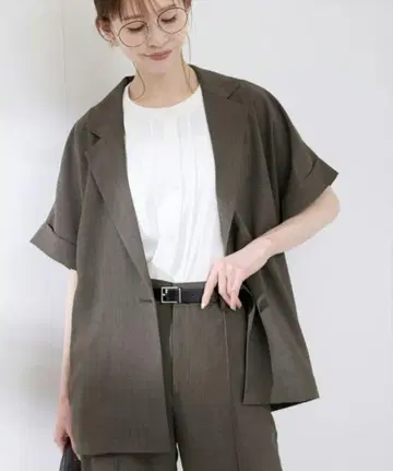 택 포함 새상품 로페피크닉 시어 하프 슬리브 자켓 다크 브라운