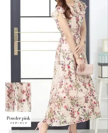 플리마켓 쉬폰 플라워 프린트 롱 원피스