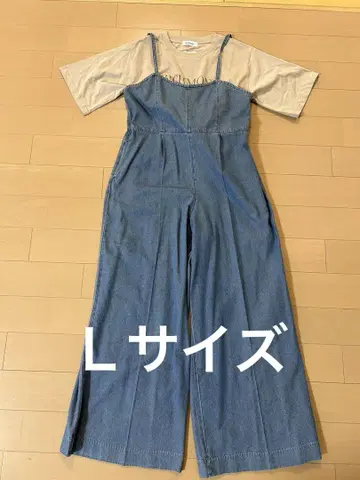아메리칸 홀릭 데님 살로펫 L 시마무라 티셔츠 L 코디 세트