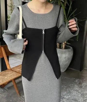 CAPRICIEUX LE'MAGE W 지퍼 뷔스티에 원피스