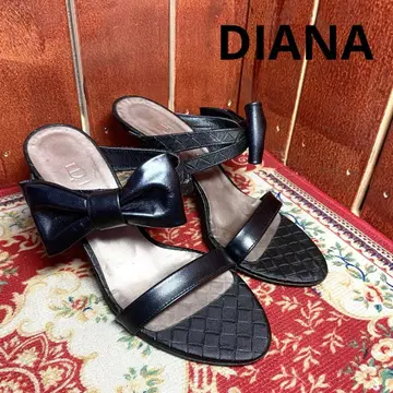 DIANA 블랙 가죽 22.5cm 리본