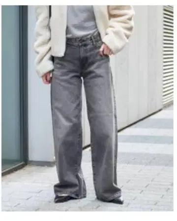AUTHEN 그레이 와이드 레그 데님