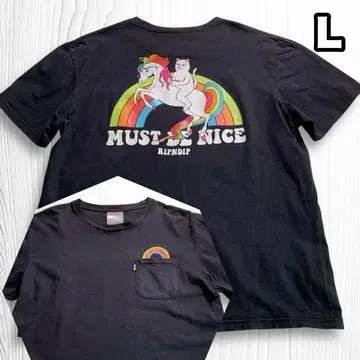 RIPNDIP 유니콘 티셔츠 L 사이즈 반팔 블랙 로고 크루넥