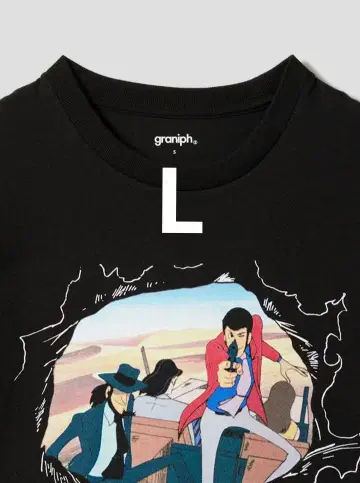 새상품 graniph 루팡 3세 티셔츠 L 사이즈 블랙