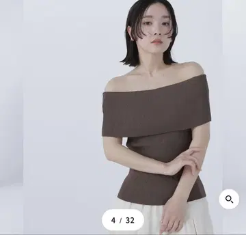 내추럴 뷰티 베이직 오프숄더 리브 니트