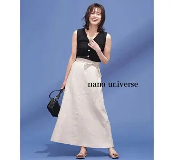 nano universe 얇은 벨트 린넨 스커트