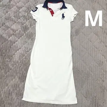 고품질! 폴로 랄프로렌 롱 원피스 빅 포니 피케 셔츠 M 화이트