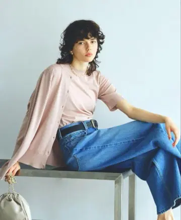 Mila Owen SET UP 라메 니트 크루넥 가디건