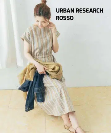 URBAN RESEARCH ROSSO 린넨 라이크 스트라이프 원피스