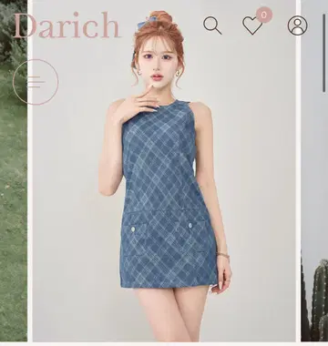 바이아스 체크 데님 미니 원피스 다리치