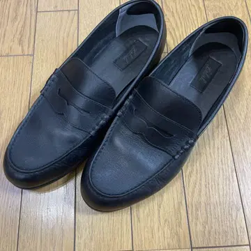 아사히 남성용 코인 로퍼 천연 가죽 블랙