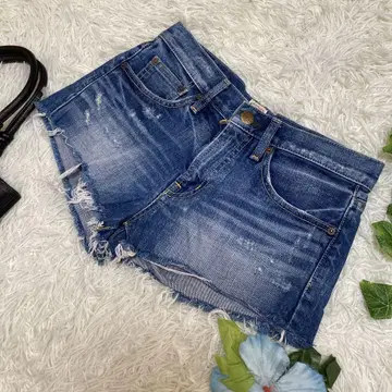 새상품급 MOUSSY 마우지 데님 숏팬츠 데미지 코튼 1 S
