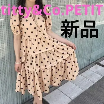 titty&Co.PETIT 새상품 도트 미디 원피스 반팔 플레어 봄/여름