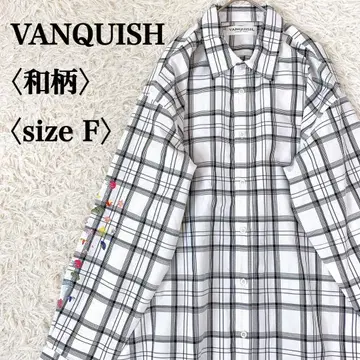 VANQUISH 뱅퀴시 일본풍 패턴 자수 슬리브 디자인 긴팔 체크 셔츠