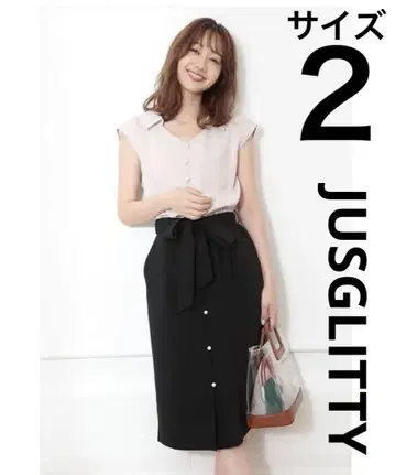저스길리티 JUSGLITTY 프렌치 슬리브 펄 버튼 카라 원피스
