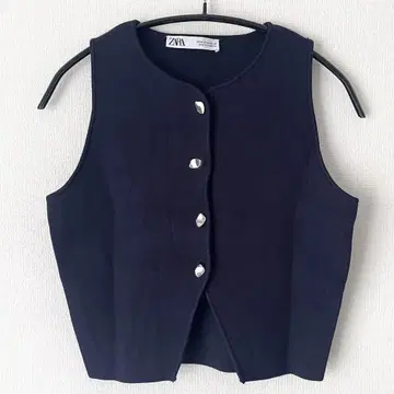 ZARA 자라 베스트 포멀 변형 버튼 니트 베스트 네이비