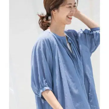 코튼 보일 턱 개더 블라우스