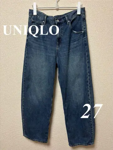 유니클로] 새상품급 배기 커브 청바지 27 블루