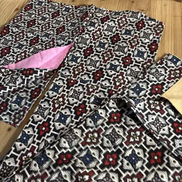메이센 미사용 새상품급 소매 길이 추상 기하학 앤티크 다이쇼 로망 레트로