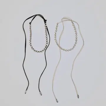 todayful Pearl Ribbon Choker 블랙