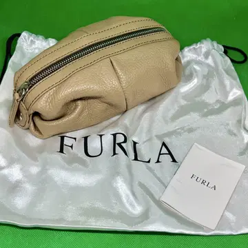 새상품급 FURLA 훌라 화장품 케이스 메이크업 파우치 베이지 계열