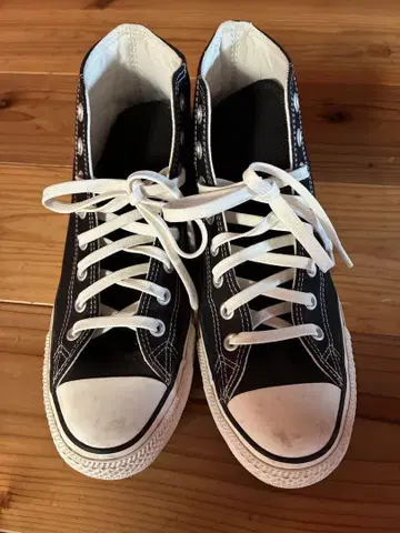 남성용! CONVERSE 블랙 하이컷 스니커즈
