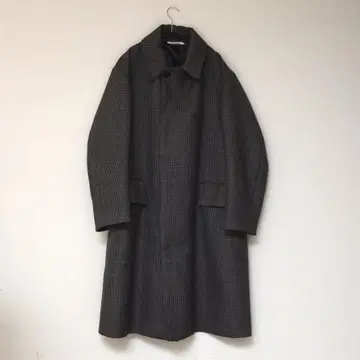 오라리 더블 페이스 체크 롱 코트