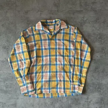 60s TOWNCRAFT 오픈 카라 긴팔 셔츠 마드라스 체크