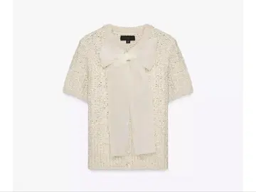 ZARA 자라 오간자 리본 니트 탑